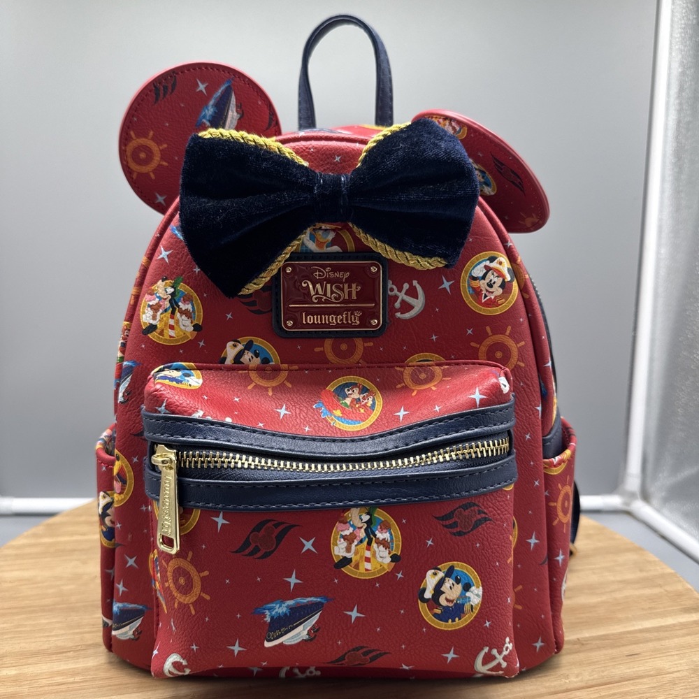 Disney Cruise Line Wish Mickey Minnie Loungefly Backpack Bag EUC